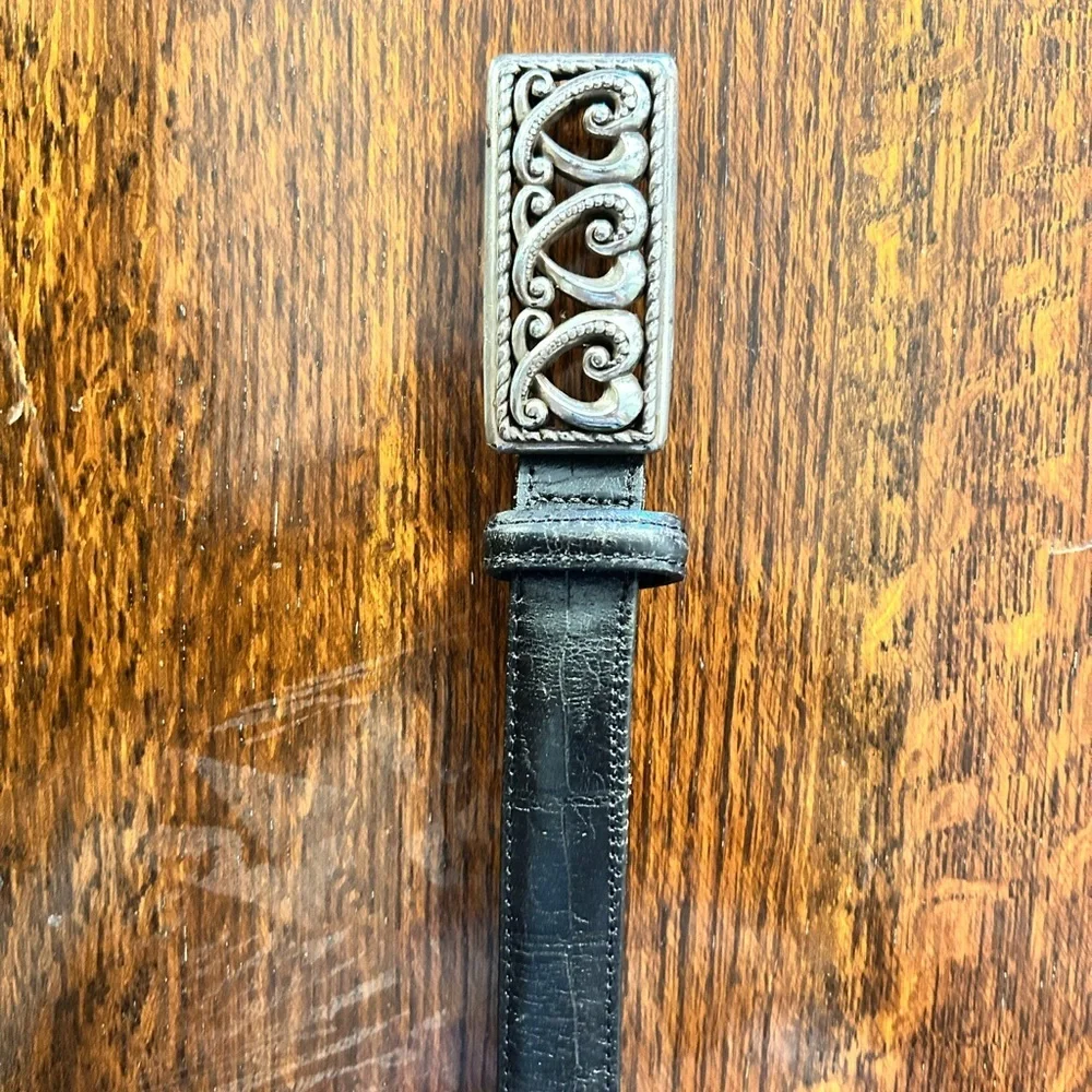 Brighton Classics Leather Belt Sz 28 Heart Buckle